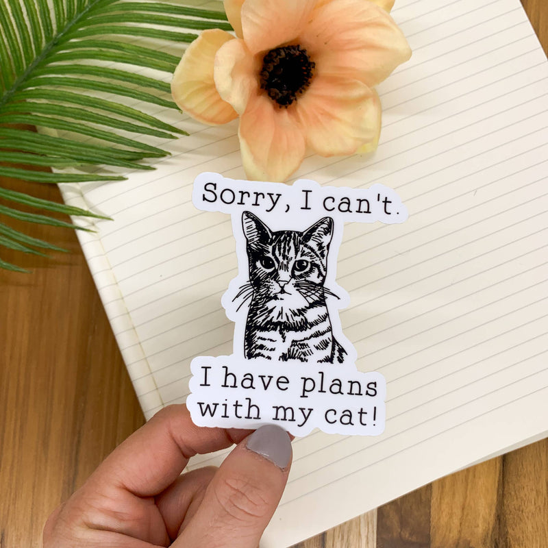 Plans With My Cat Vinyl Sticker, 3x3 in