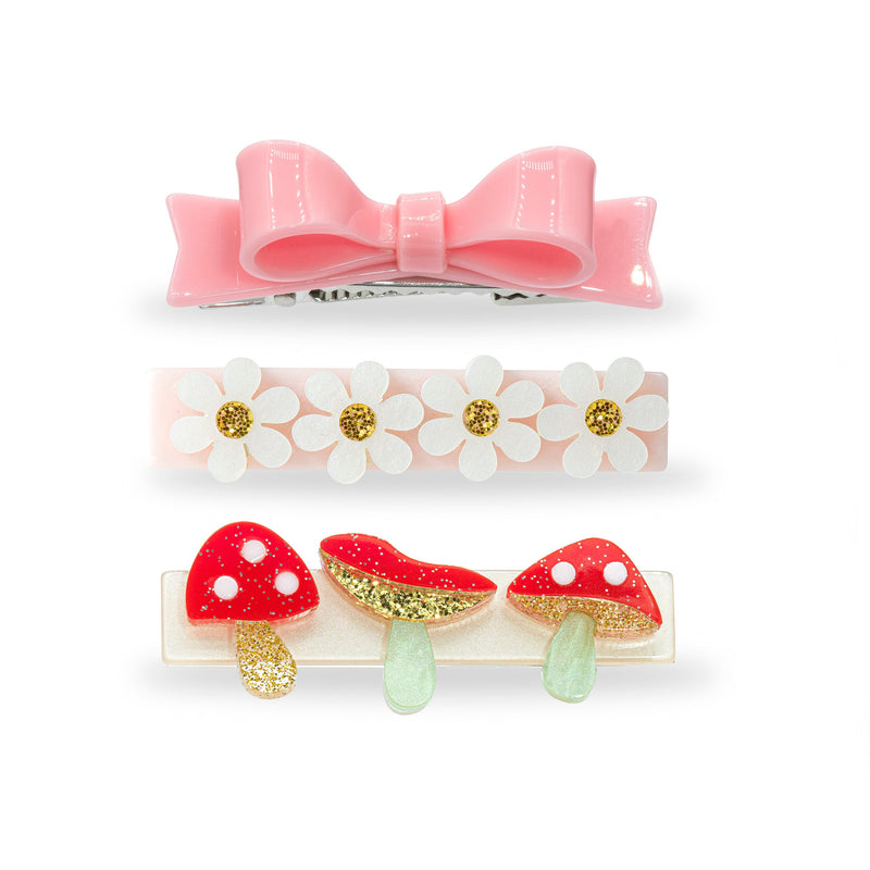 Mushroom Red and Bow Hair Clips