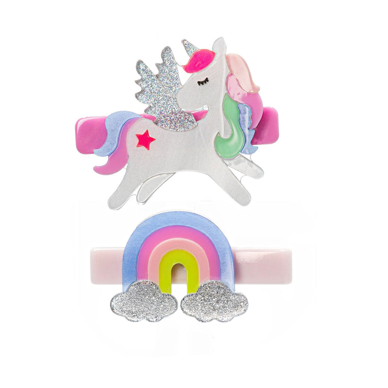Unicorn pastel Rainbow Hair Clips
