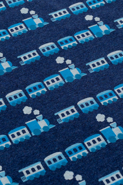 Organic Burp Cloth - Blue Trains