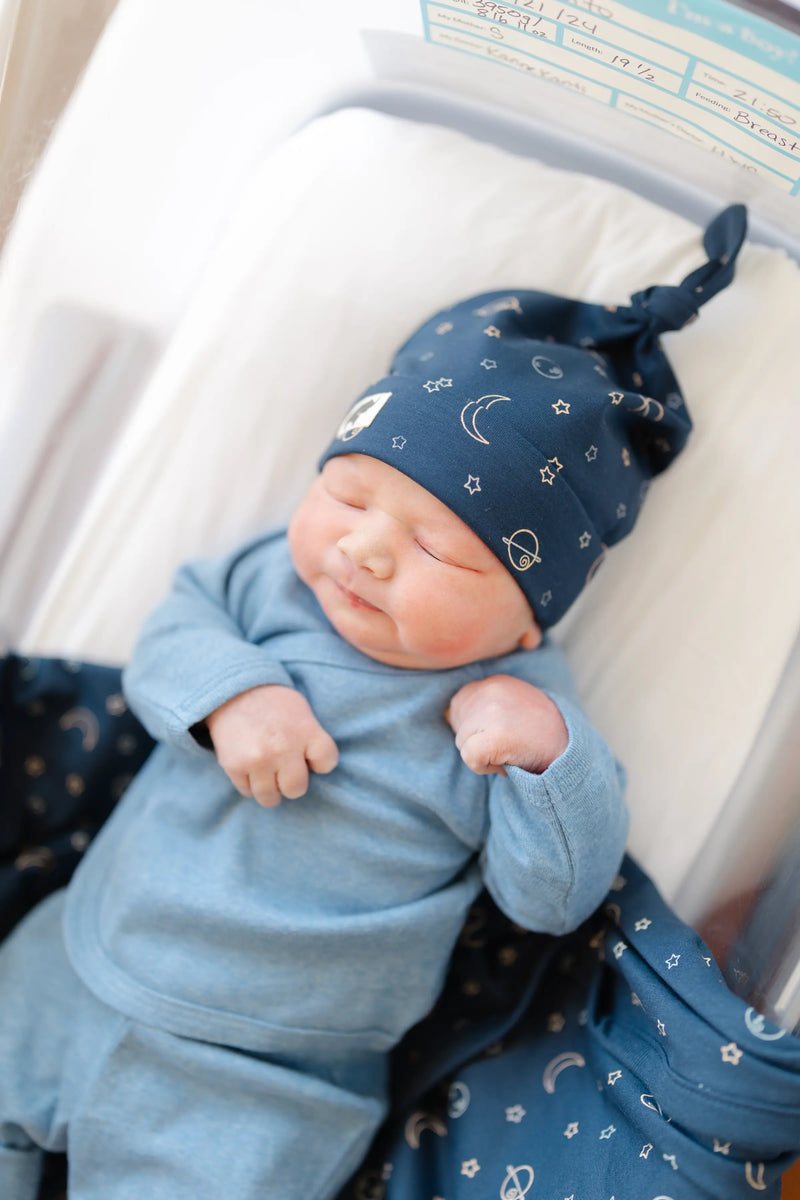 Baby Top Knot Cap - Navy Outerspace