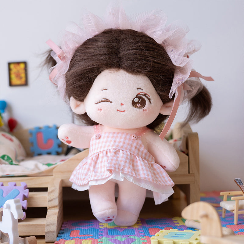 CALEMBOU Plush Doll 7.8in Cute Cotton Doll with Skeleton Anime Plushies Soft Stuffed Dress Up Doll Kawaii