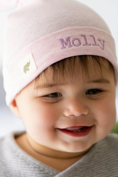 Baby Top Knot Cap - Light Pink Heather