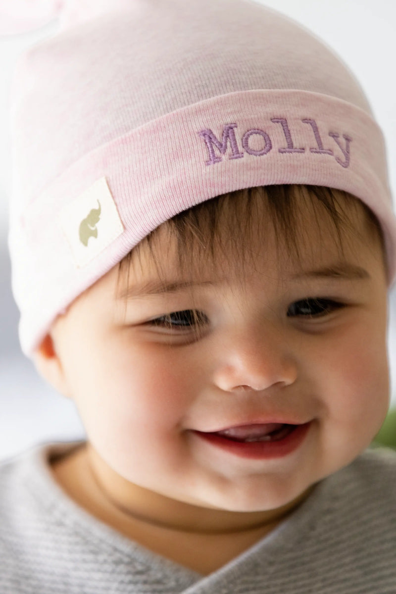 Baby Top Knot Cap - Light Pink Heather
