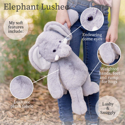 World's Softest Plush - Large Lushee - Large Trunks Gray Elephant, 16 inches