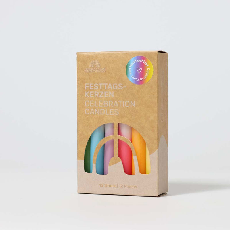 Celebration Candles, Dip-Dye Rainbow VE 12 pcs.