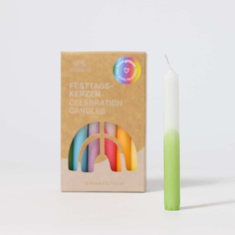 Celebration Candles, Dip-Dye Rainbow VE 12 pcs.