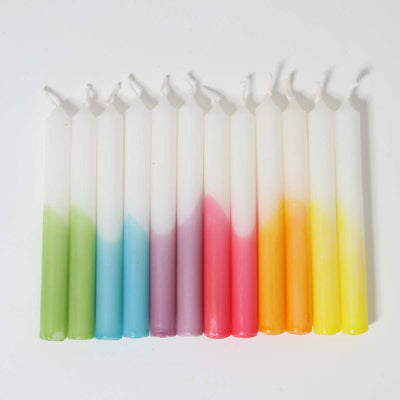 Celebration Candles, Dip-Dye Rainbow VE 12 pcs.