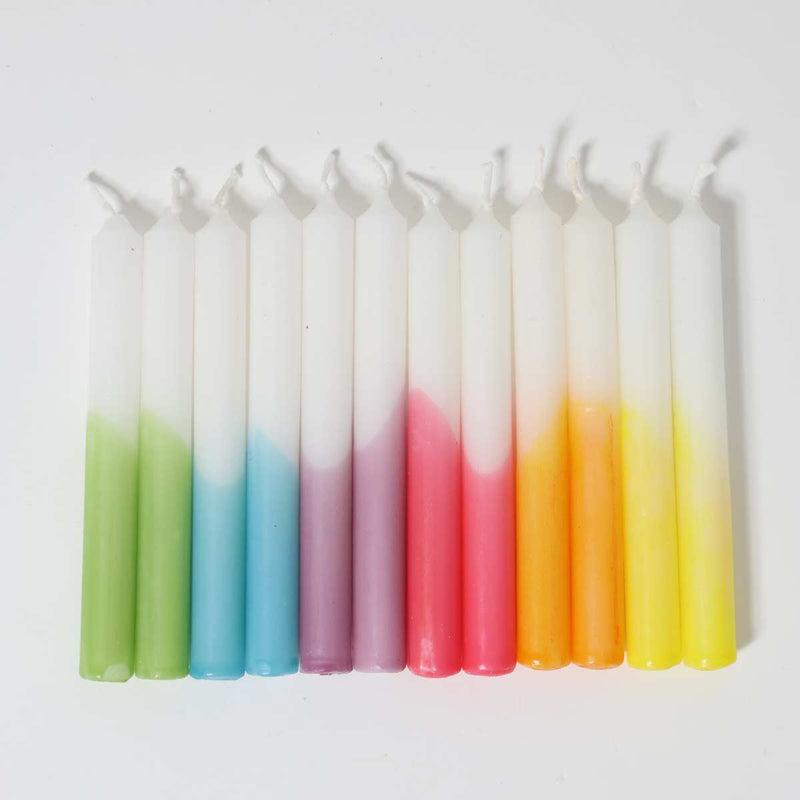 Celebration Candles, Dip-Dye Rainbow VE 12 pcs.