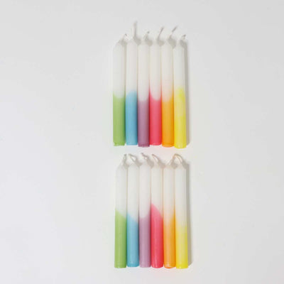 Celebration Candles, Dip-Dye Rainbow VE 12 pcs.