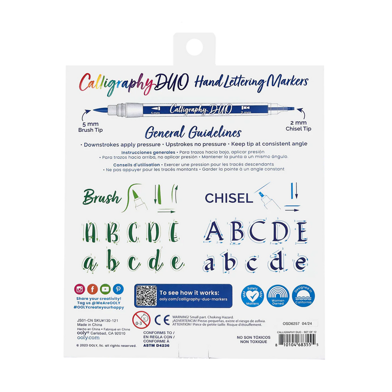 Chisel Point Calligraphy Calligraphy Duo Chisel and Brush Tip Markers – Flying Pig Toys