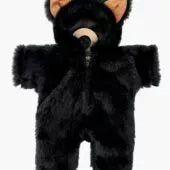 Jumpsuit Little Cat in Black Faux Fur Rabbit