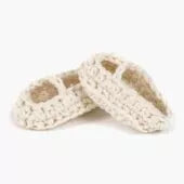 Handmade white crochet ballerina slippers