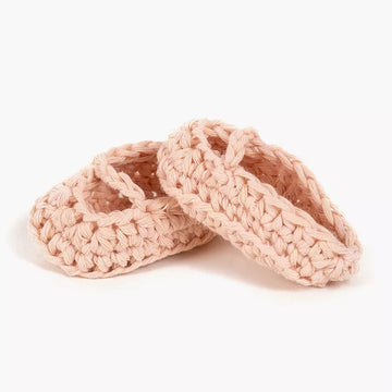 Handmade nude pink crochet ballerina slippers