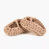 Handmade beige crochet ballerina slippers