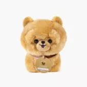 Loki, 18cm plush dog with collar and its faux fur basket