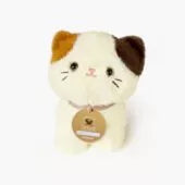 Kimi, 18cm plush cat with collar and its faux fur basket