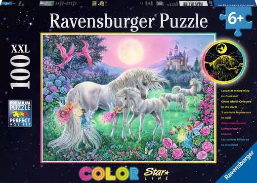 Children’s Jigsaw Puzzle Unicorns in the Moonlight - 100 Pieces Puzzle