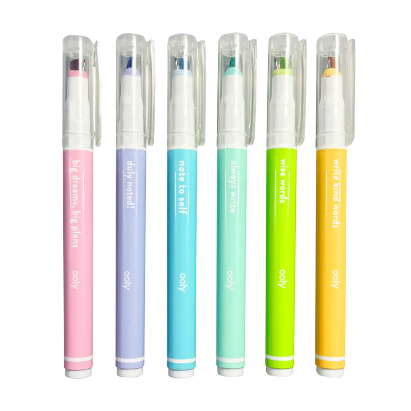 Ooly Noted! 2-in-1 Micro Fine Tip Pen and Highlighters - Set of 6