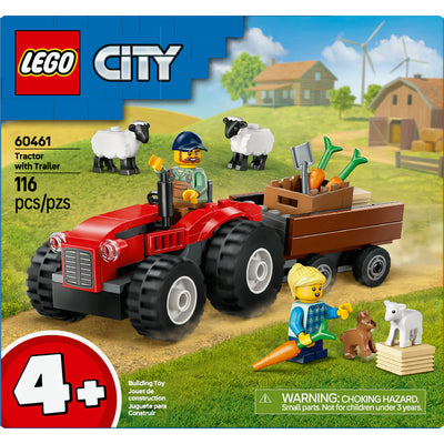 Red Farm Tractor with Trailer & Sheep 60461