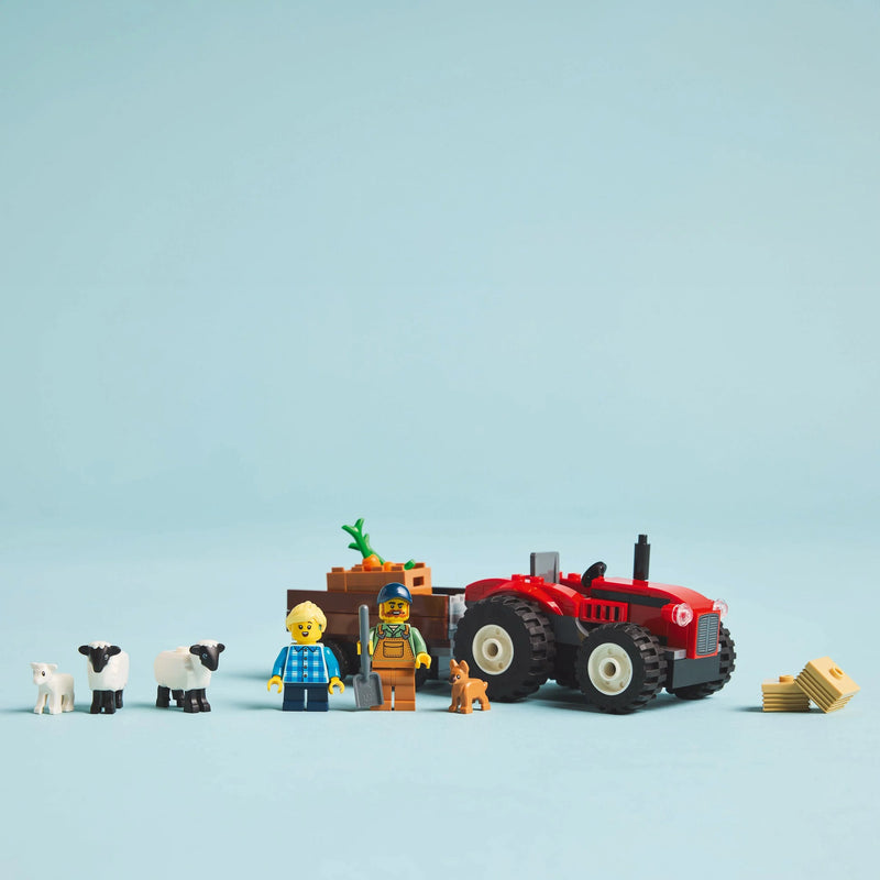 Red Farm Tractor with Trailer & Sheep 60461