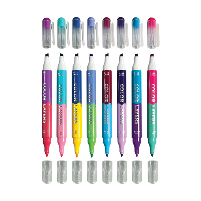 color layers double ended layering markers - set of 8
