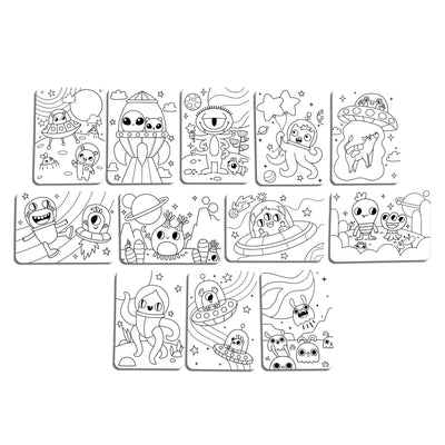 Undercover Art Hidden Pattern Coloring Activity Art Cards - Monster Aliens