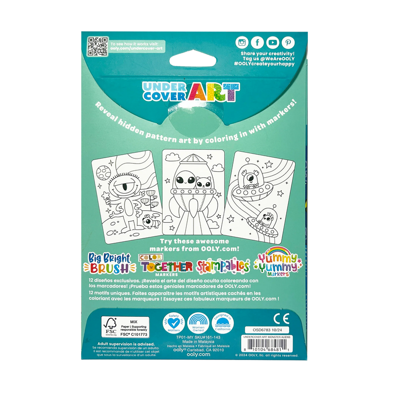 Undercover Art Hidden Pattern Coloring Activity Art Cards - Monster Aliens