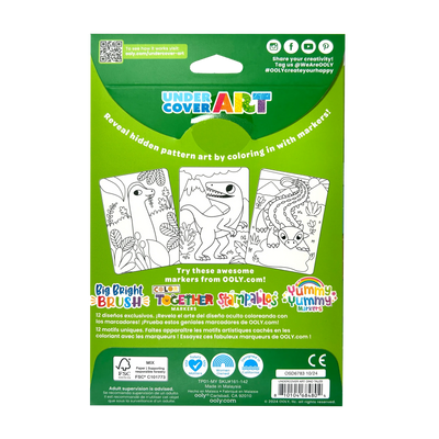 Undercover Art Hidden Pattern Coloring Activity Art Cards - Dino Tales