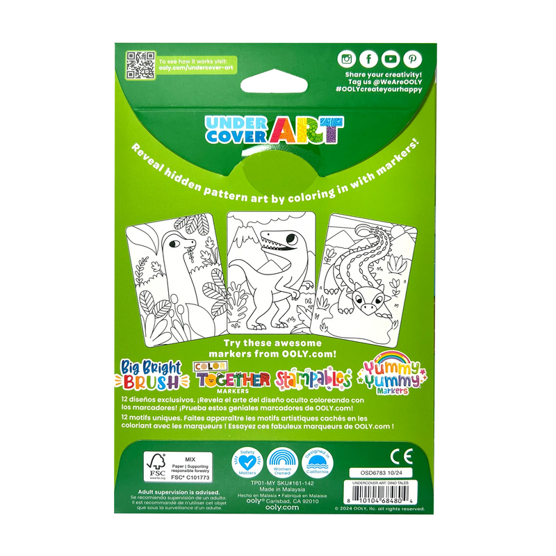 Undercover Art Hidden Pattern Coloring Activity Art Cards - Dino Tales