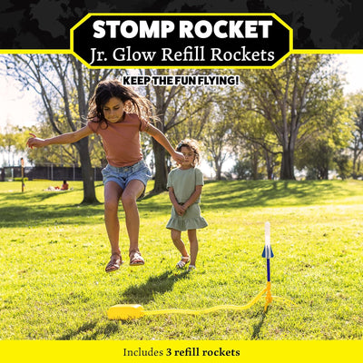 Stomp Rocket Jr Glow Rocket Refills, 3 Rockets - Replacement Glow in The Dark Rockets for Soft Foam Rocket Launcher