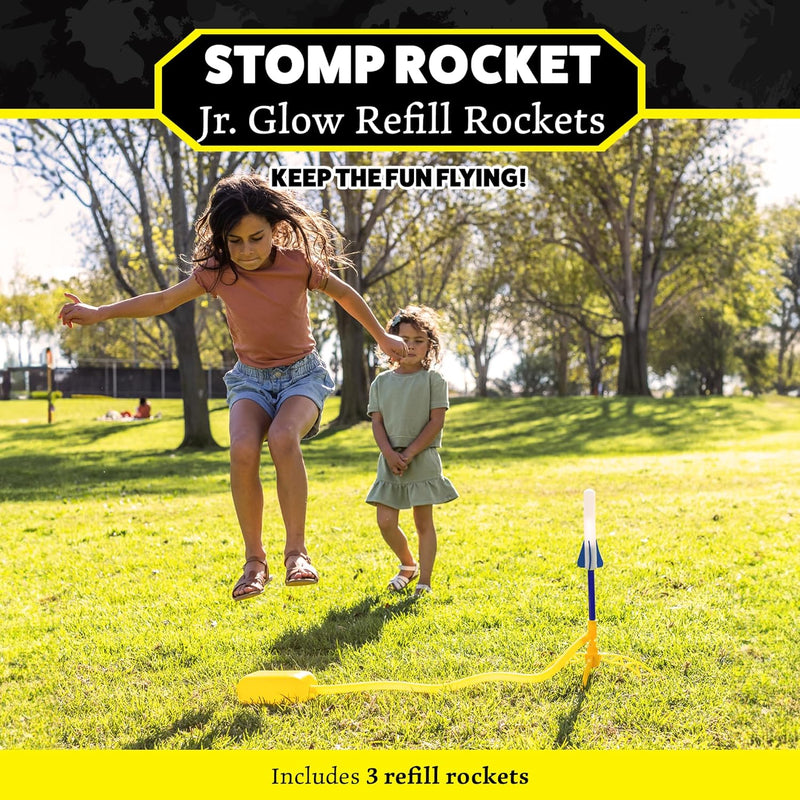 Stomp Rocket Jr Glow Rocket Refills, 3 Rockets - Replacement Glow in The Dark Rockets for Soft Foam Rocket Launcher