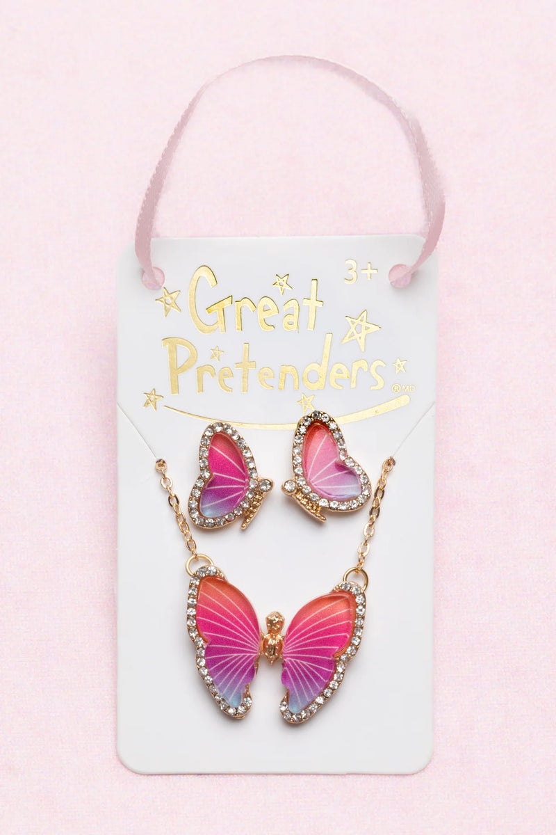 Boutique Butterfly Necklace and Stud Earring Set