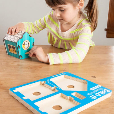 Fat Brain Toys Build It Blueprint Puzzles - Birdhouse - Wooden 3D Puzzle