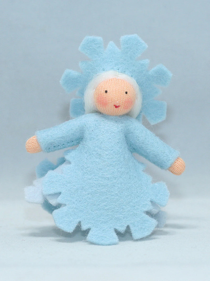 Ice Crystal Princess (miniature hanging felt doll, blue outfit)