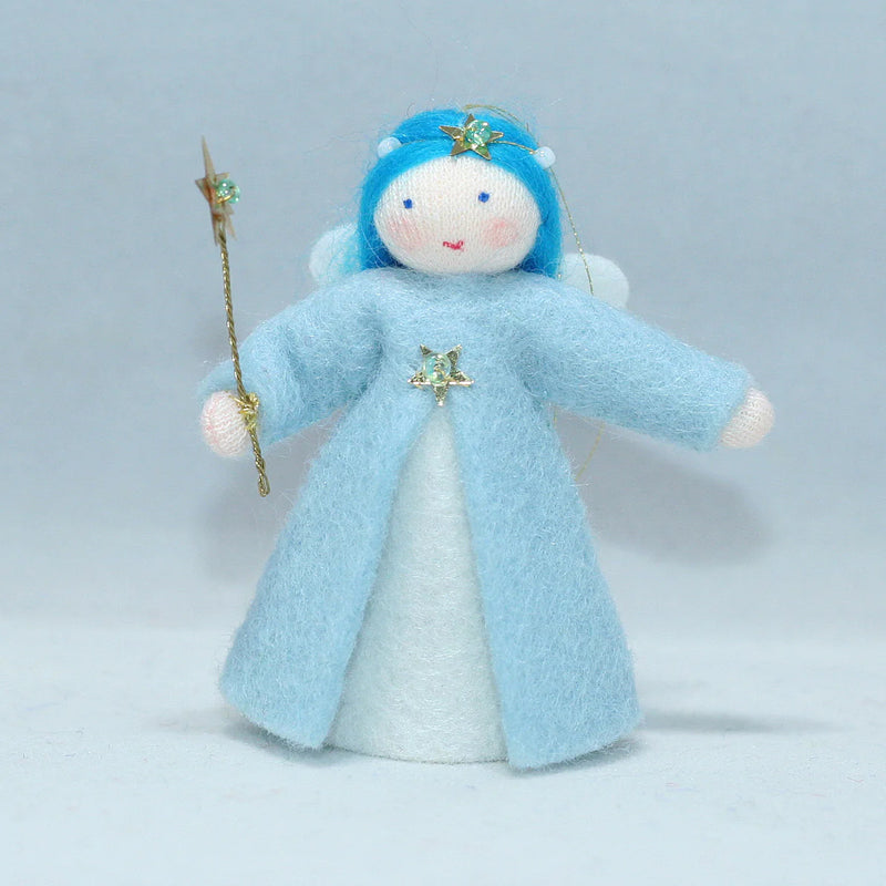 Blue Aurora Fairy (miniature hanging felt doll)