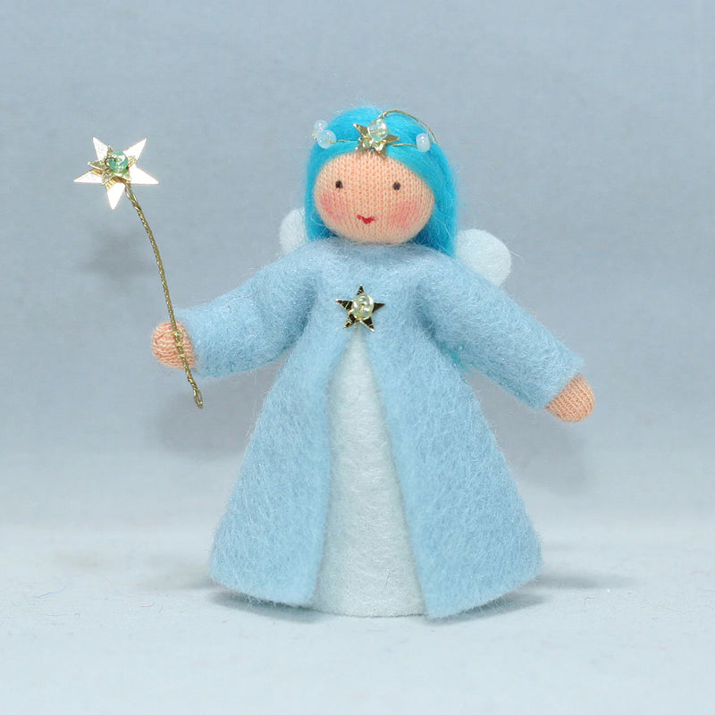 Blue Aurora Fairy (miniature hanging felt doll)
