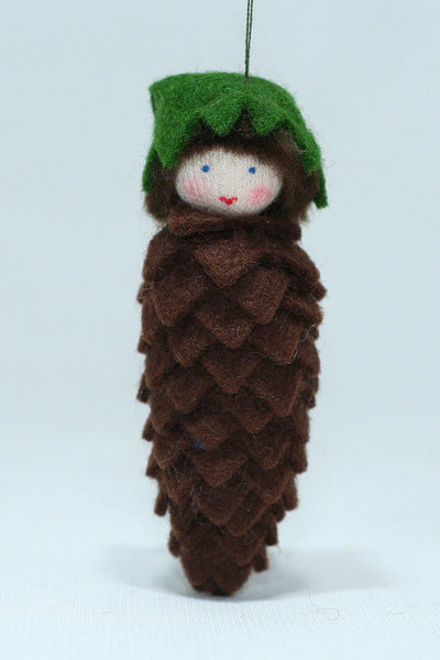 Pine Cone Princess (miniature hanging felt doll)
