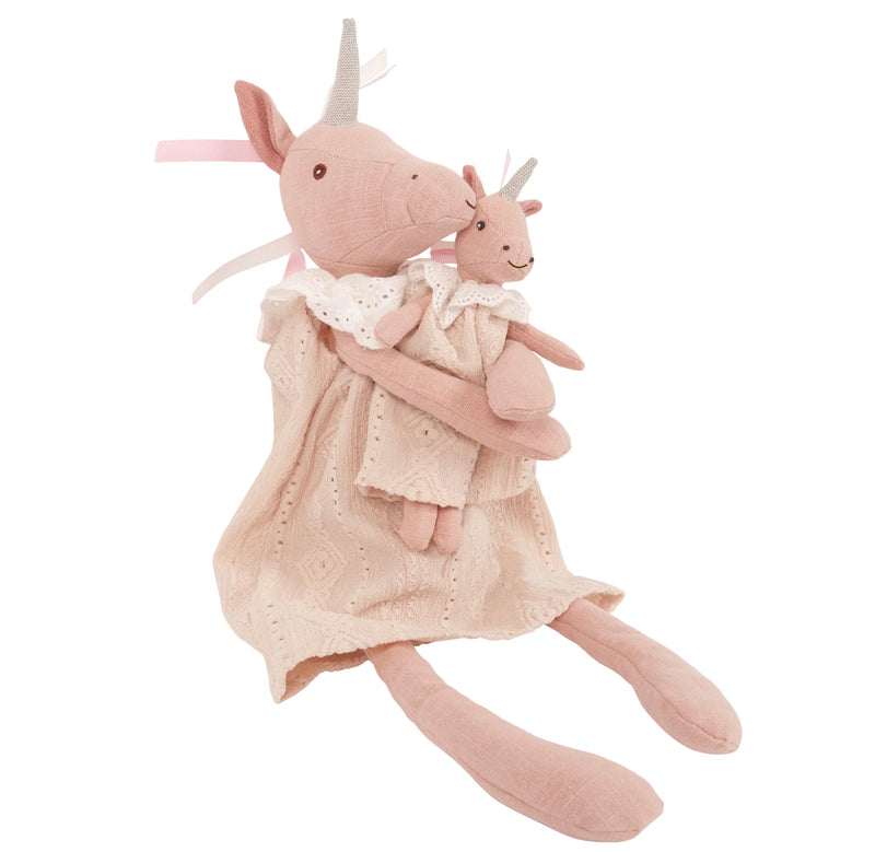 Mom and Baby Unicorn Linen Dolls 