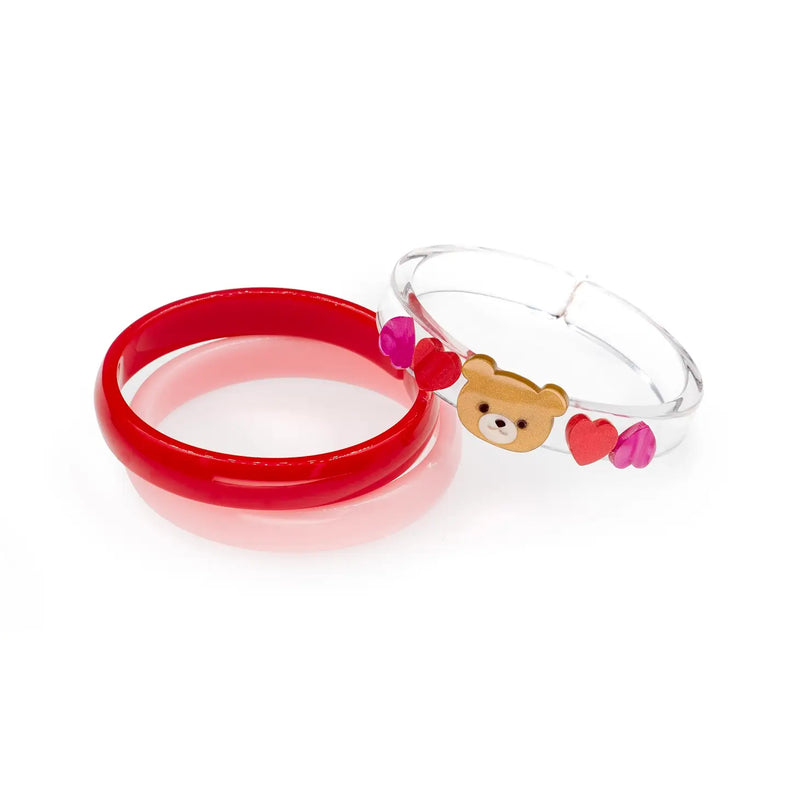 Bear with Hearts Pearlized Red Bangles