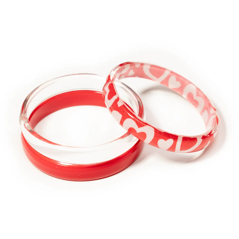 Red W/White Hearts Mix Bangle