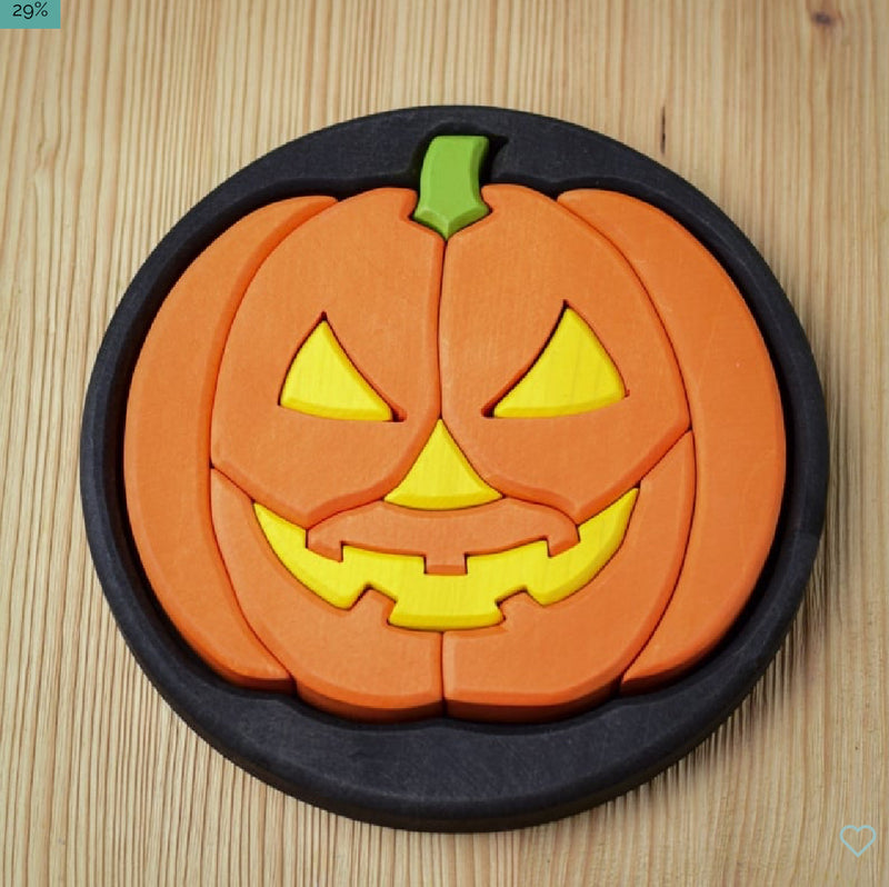 Round Halloween Puzzle Black