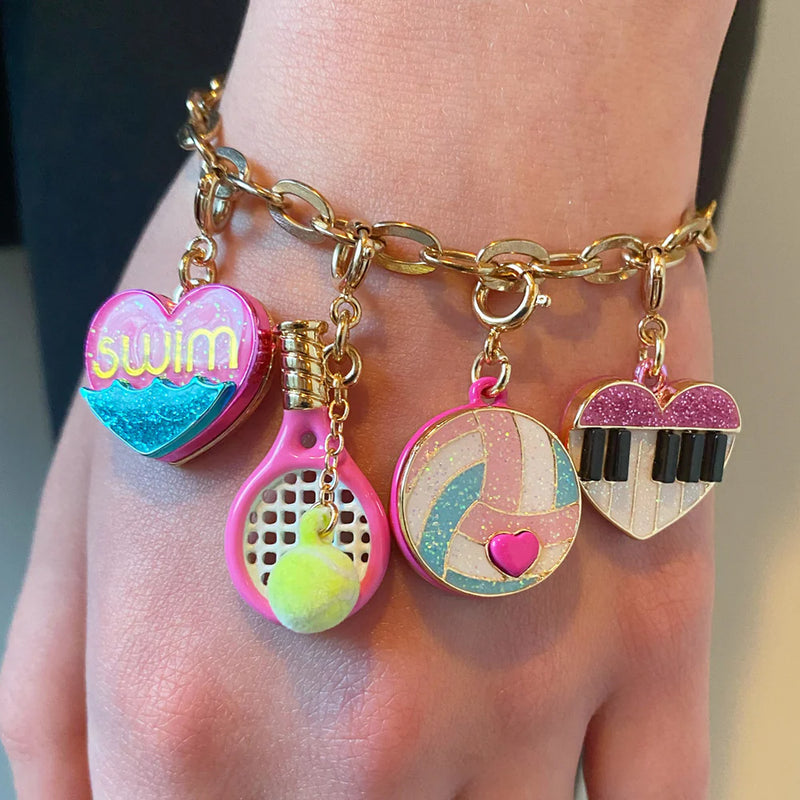 Gold Glitter Volleyball charm