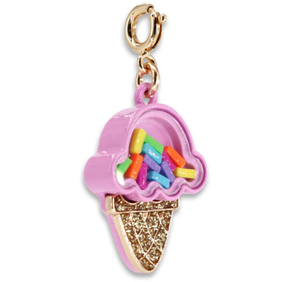 Gold Ice Cream Cone Shaker Charm