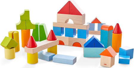 Colored Wooden Building Blocks - 46 Piece Set