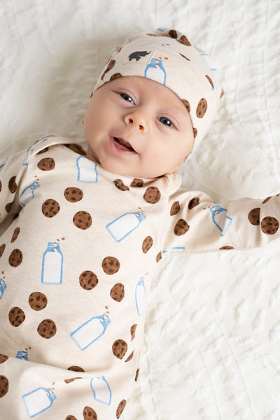 Baby Top Knot Cap - Cookies + Milk