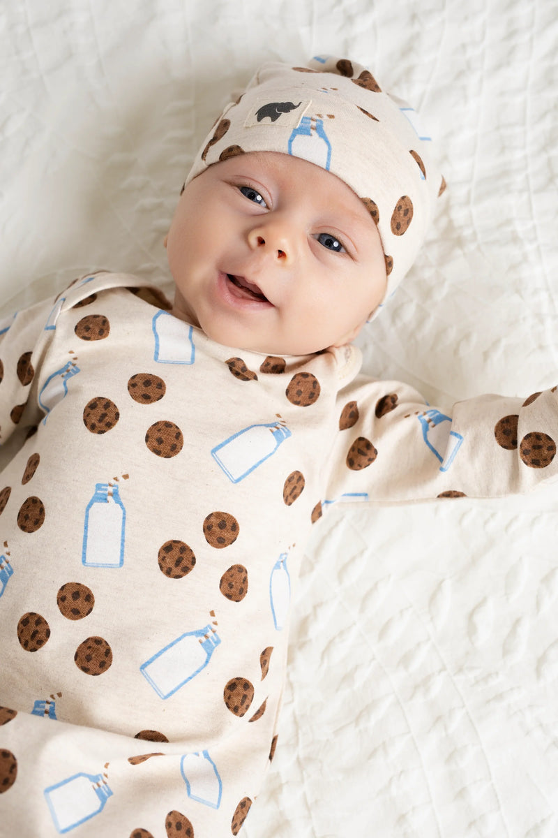 Baby Top Knot Cap - Cookies + Milk