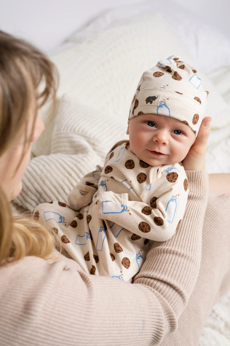 Baby Top Knot Cap - Cookies + Milk