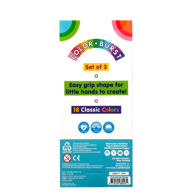 Color Burst:  Grip Crayons (set of 3/18 classic colors)