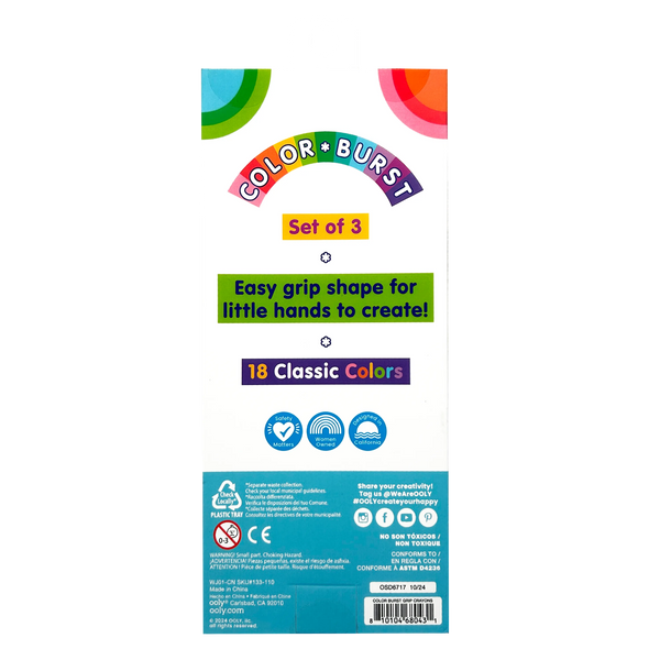 Color Burst:  Grip Crayons (set of 3/18 classic colors)